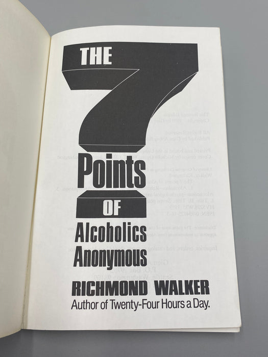 The 7 Points of Alcoholics Anonymous - 1st Printing, by Richmond Walker Recovery Collectibles
