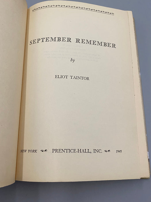 September Remember by Eliot Taintor - 1st Printing - ODJ Recovery Collectibles