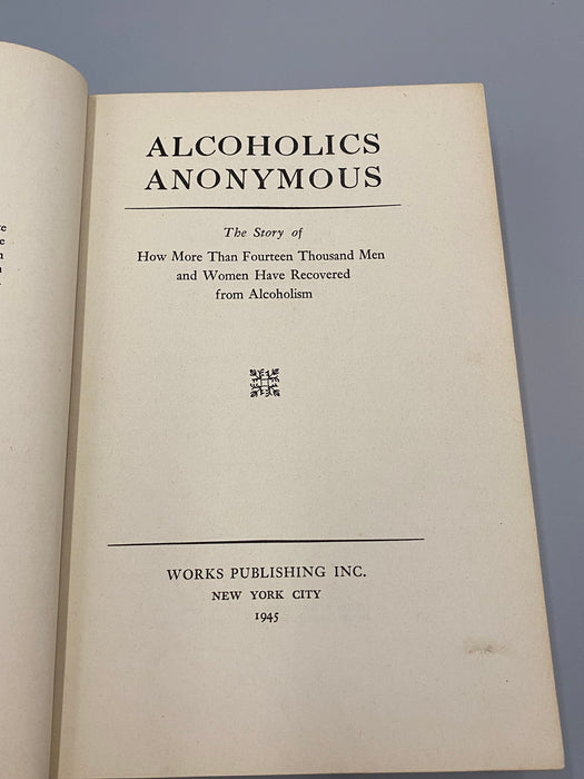 Alcoholics Anonymous First Edition 7th Printing Big Book - 1945 Recovery Collectibles