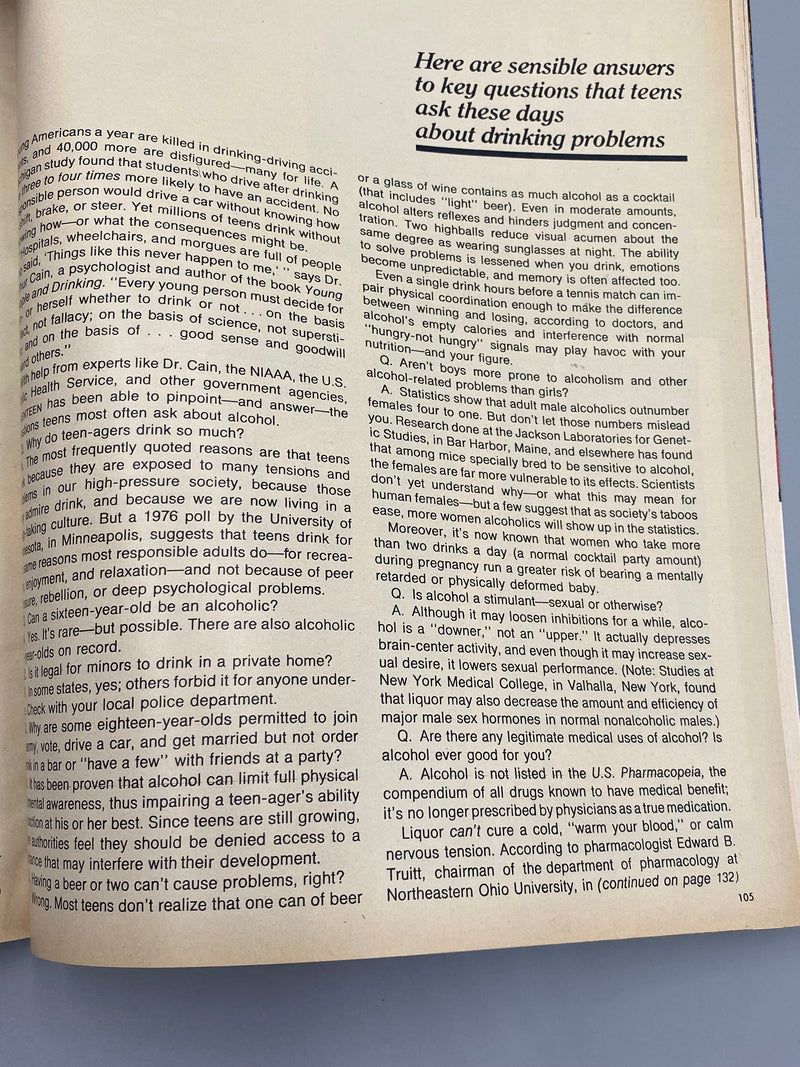 Seventeen Magazine, January 1979 - Includes 'How Not to Become and Alcoholic' Recovery Collectibles