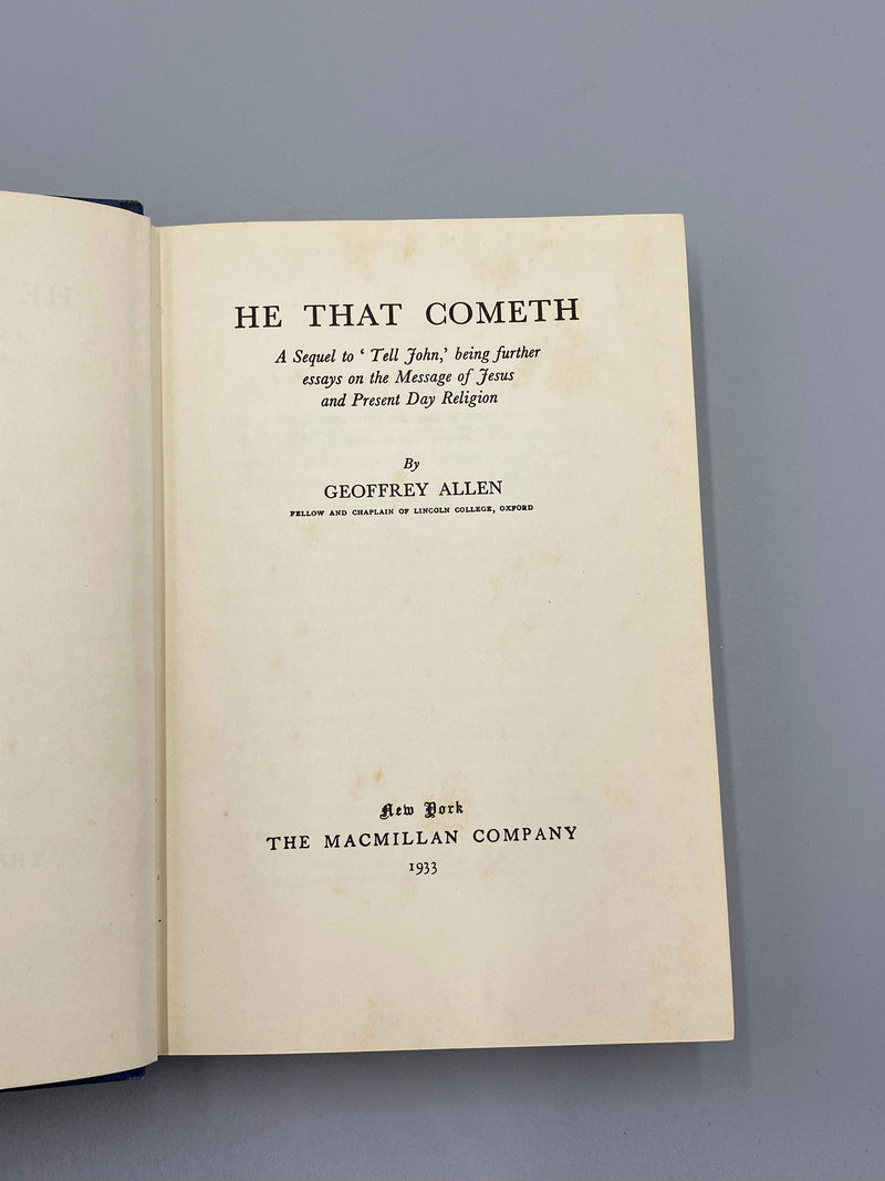 He That Cometh by Geoffrey Allen - 1933 First Edition (US) Recovery Collectibles