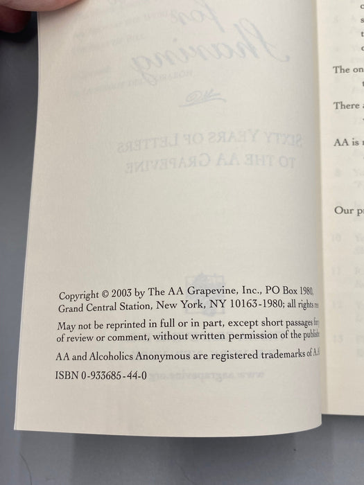 Thank You For Sharing: Sixty Years of Letters to the AA Grapevine - 2003 Recovery Collectibles