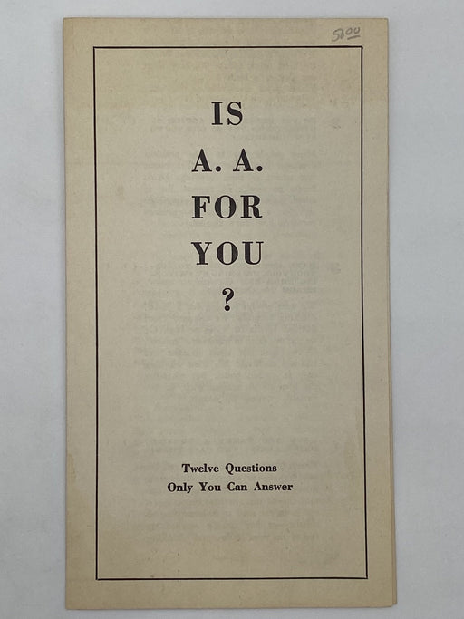 Is A.A. For You? - AA Pamphlet Dr. Sucher