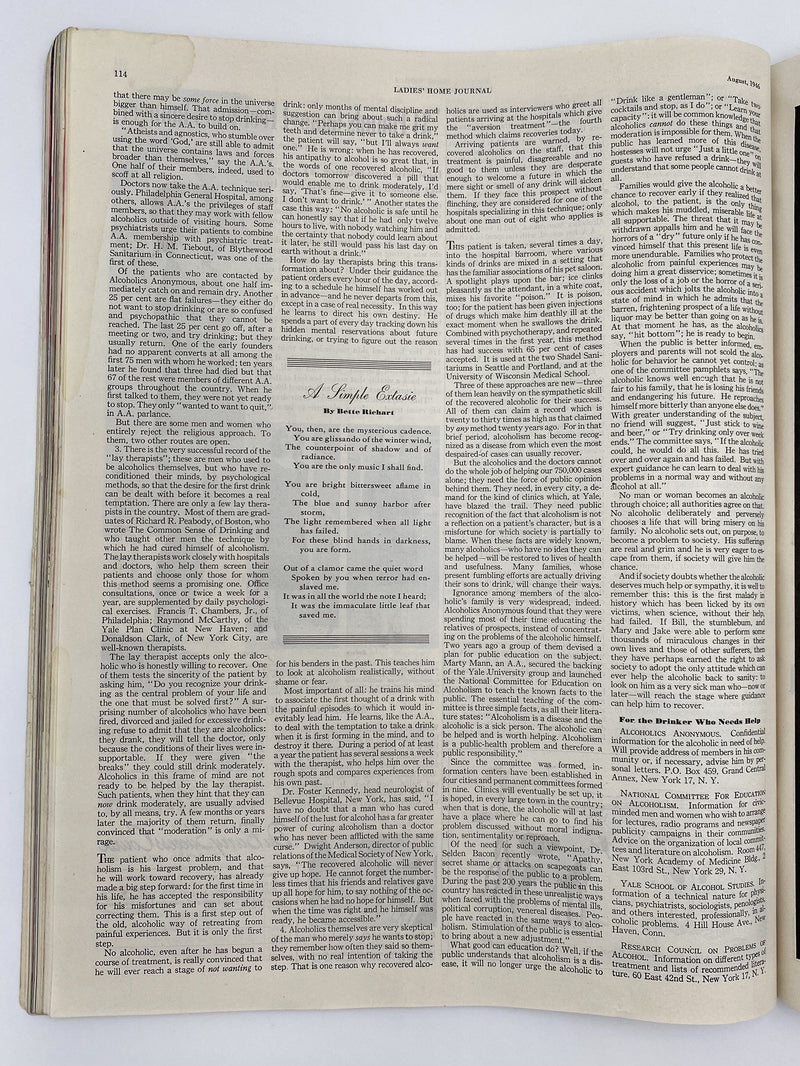 Ladies’ Home Journal - August 1946 - Can Alcoholics’ Recover? Recovery Collectibles