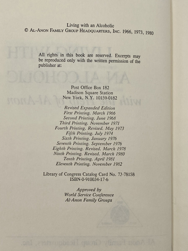 Living with an Alcoholic - Revised Expanded Edition - 11th Printing 1982 - ODJ Recovery Collectibles