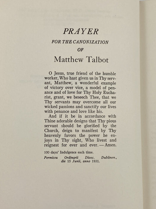 Matt Talbot by Eddie Doherty 2nd Printing 1954 - ODJ Recovery Collectibles