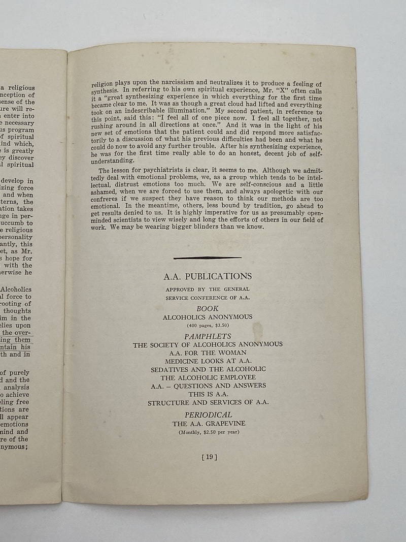 Medicine Looks at Alcoholics Anonymous - 1953 Recovery Collectibles