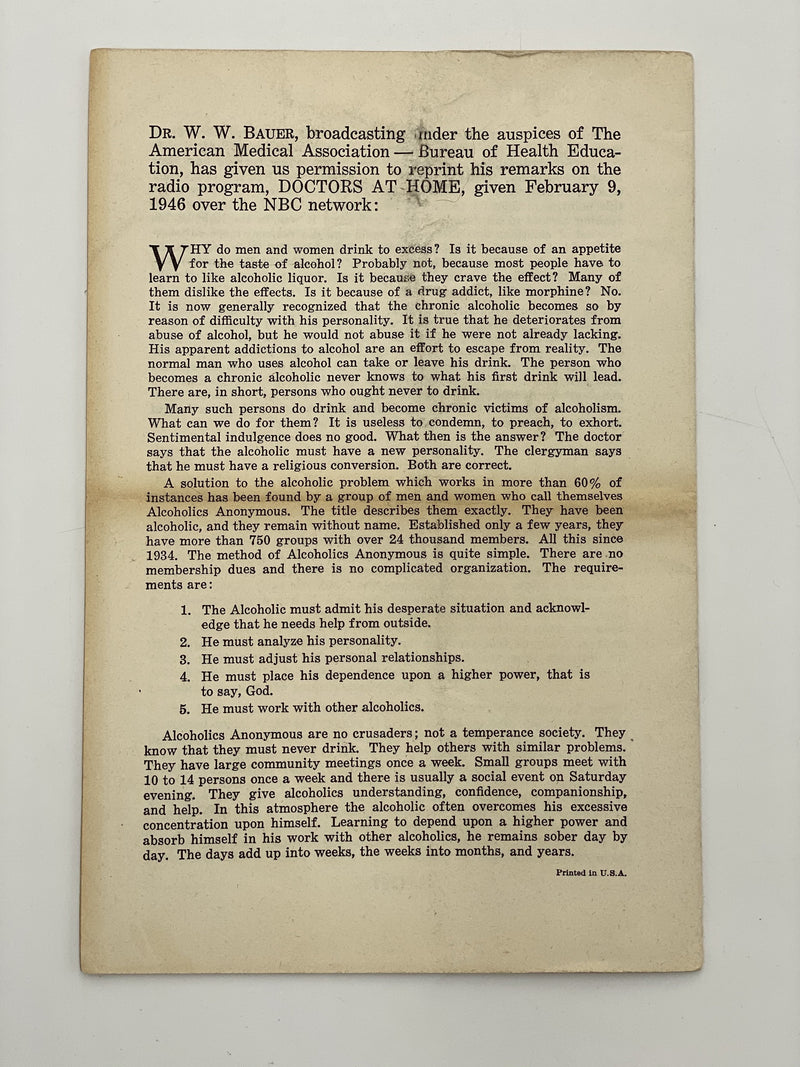 Medicine Looks at Alcoholics Anonymous Recovery Collectibles