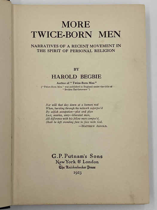 More Twice-Born Men by Harold Begbie - 1923 - ODJ David Shaw