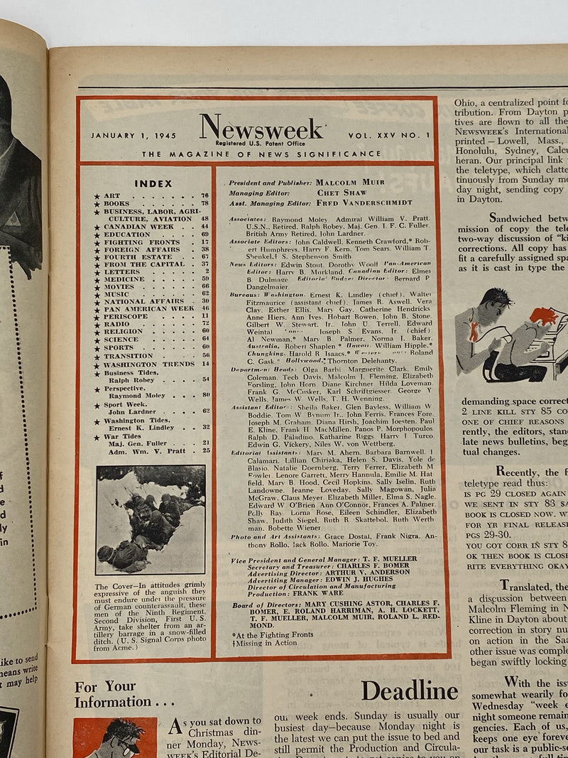 Newsweek - Johns Hopkins - January 1945 Recovery Collectibles