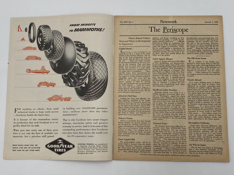 Newsweek By Air - Johns Hopkins - January 1945 Recovery Collectibles