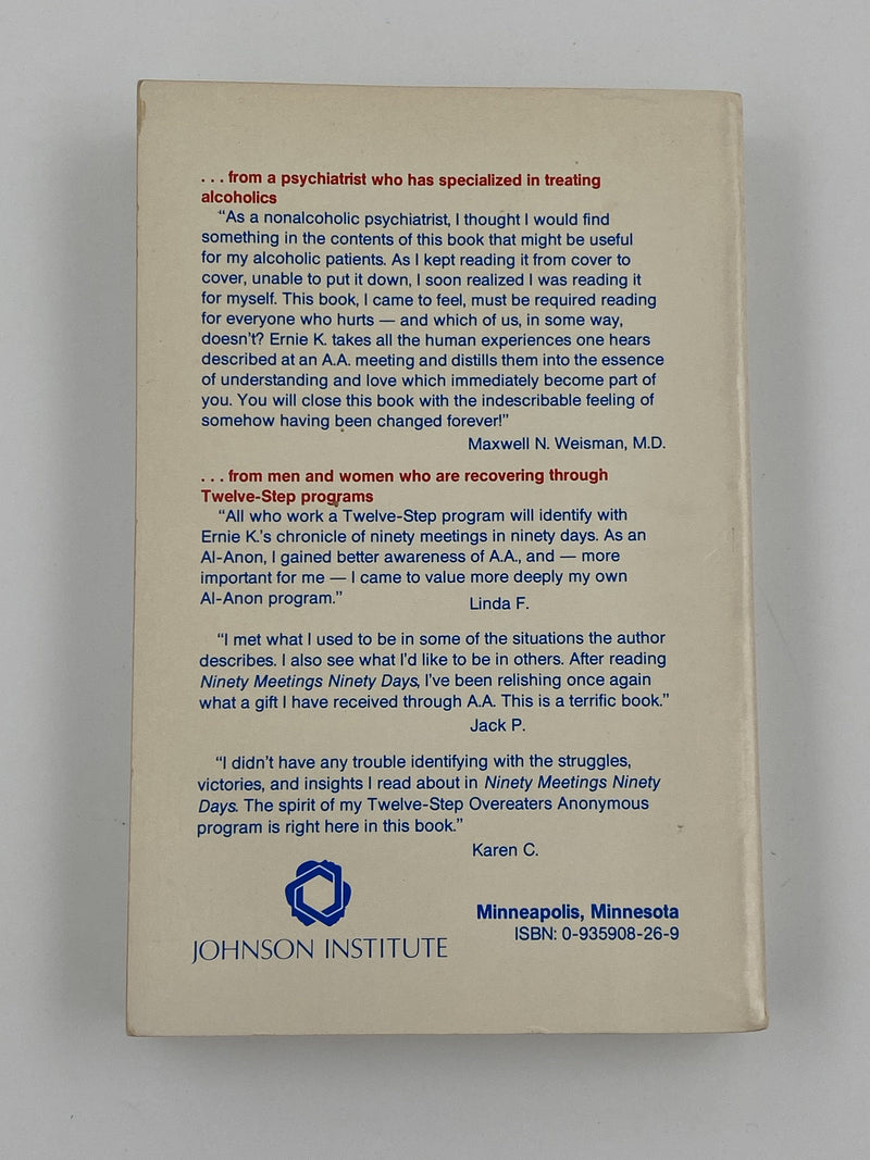 Ninety Meetings Ninety Days by Ernie K. - 1984 Recovery Collectibles