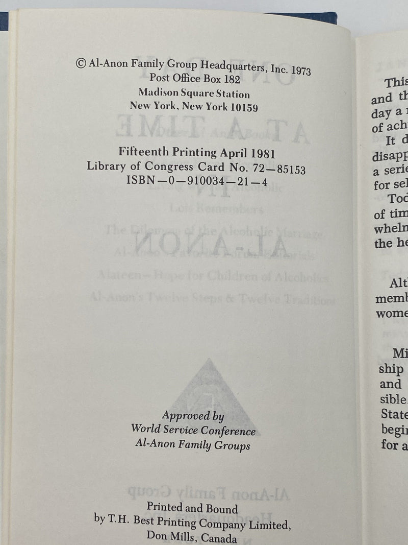 One Day At A Time In Al-Anon - 1981 Recovery Collectibles