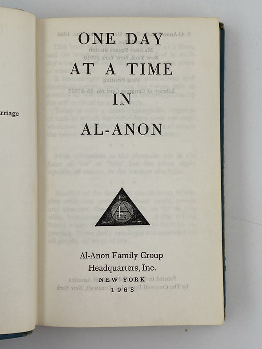 One Day At A Time In Al-Anon First Printing - 1968 Recovery Collectibles