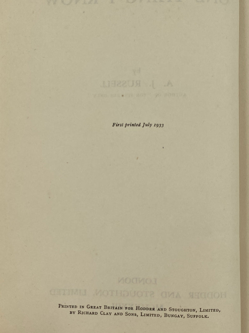One Thing I Know by A.J. Russell - First Printing 1933 - ODJ Recovery Collectibles