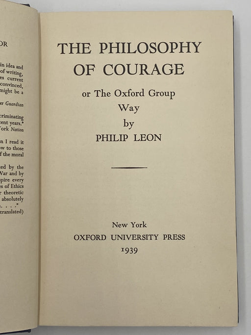 Philosophy of Courage or The Oxford Group Way by Philip Leon - 1939 Recovery Collectibles