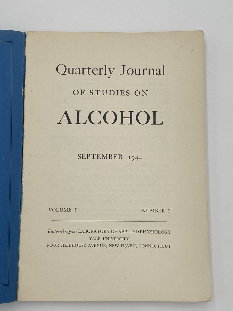 Quarterly Journal of Studies on Alcohol - September 1944 Recovery Collectibles