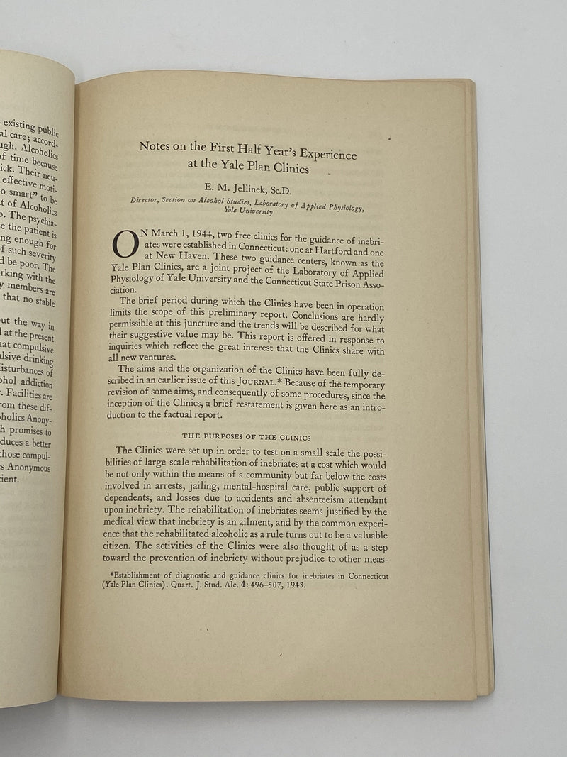 Quarterly Journal of Studies on Alcohol - September 1944 Recovery Collectibles