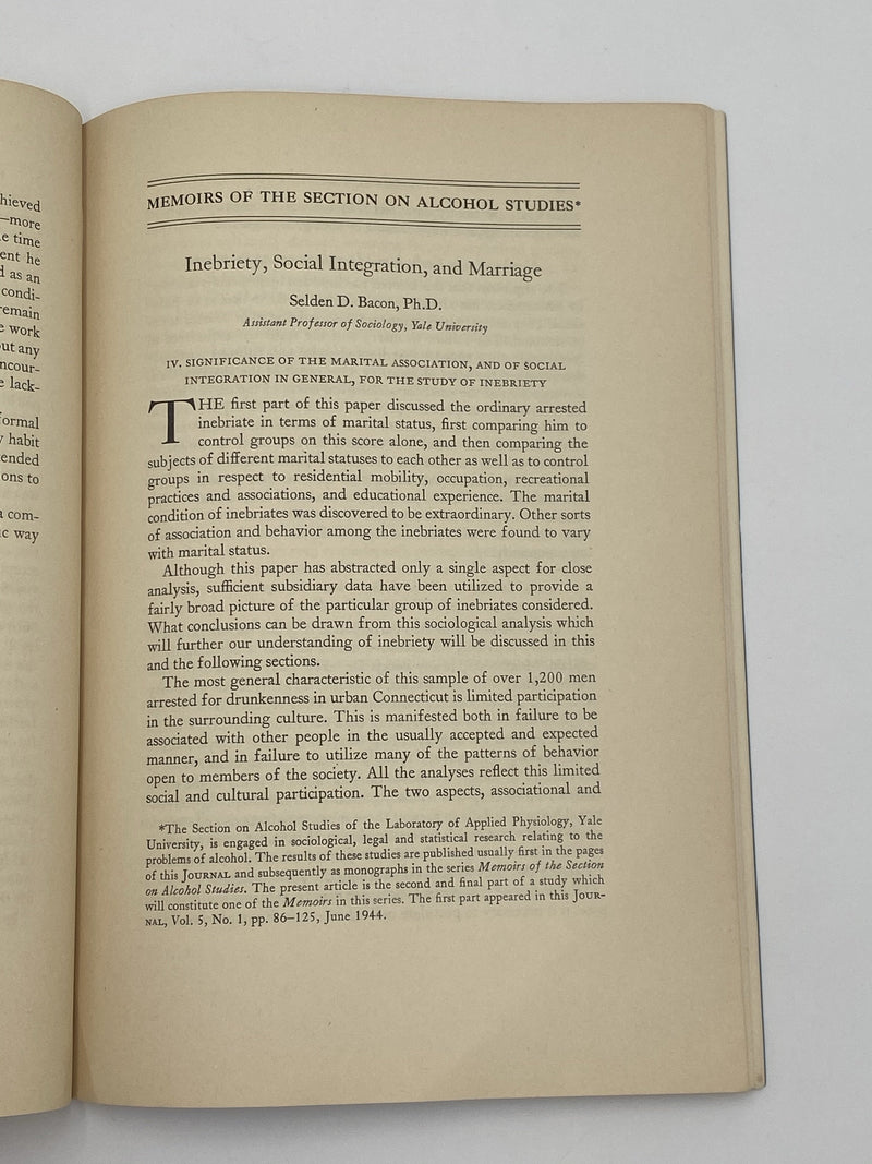Quarterly Journal of Studies on Alcohol - September 1944 Recovery Collectibles
