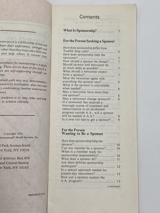Questions and Answers on Sponsorship - 1982 Recovery Collectibles