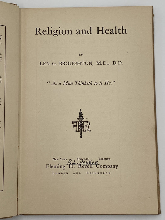 Religion and Health by Len Broughton - Second Edition Recovery Collectibles