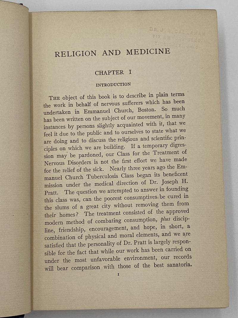 Religion and Medicine by Elwood Worcester - Third Printing 1908 Recovery Collectibles