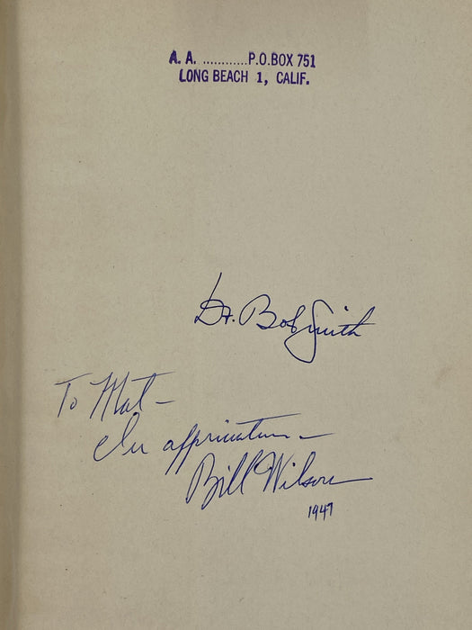 SIGNED by Dr. Bob Smith & Bill Wilson - 1st Edition 4th Printing - 1943 - ODJ Recovery Collectibles