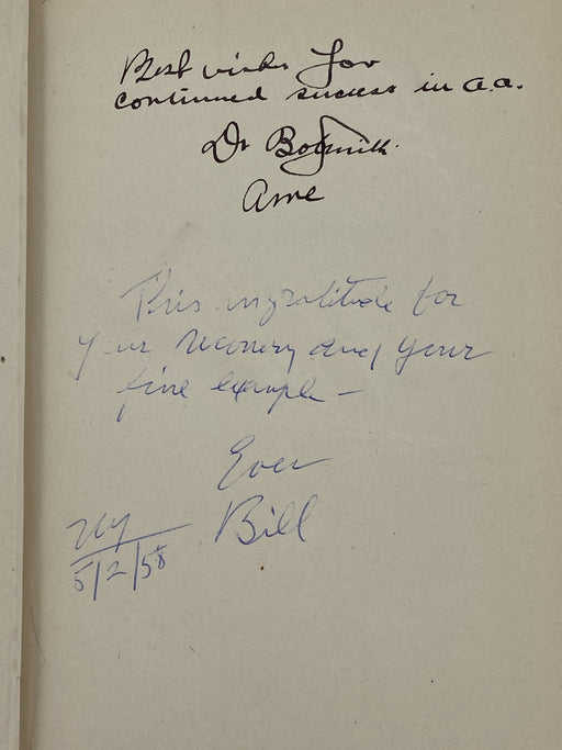 SIGNED by Dr. Bob & Anne Smith plus Bill Wilson - 1st Edition 9th Printing - 1946 - ODJ Recovery Collectibles
