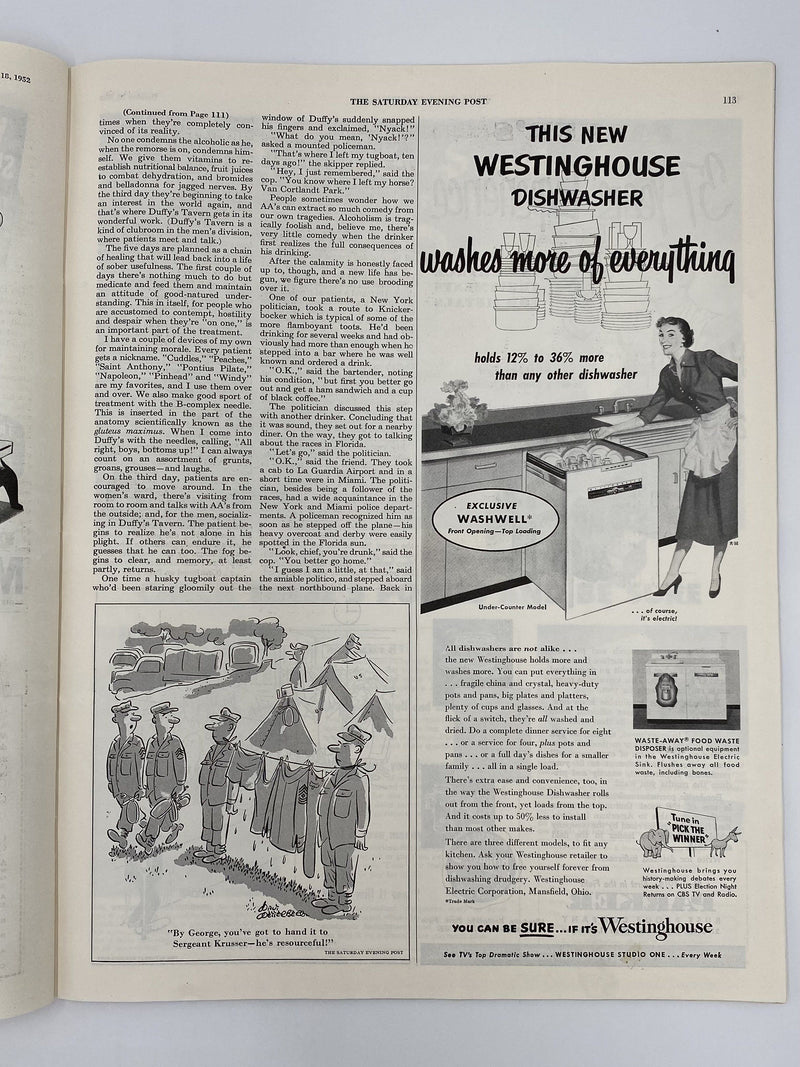 Saturday Evening Post - I’m a Nurse in an Alcoholic Ward - October 1952 Recovery Collectibles