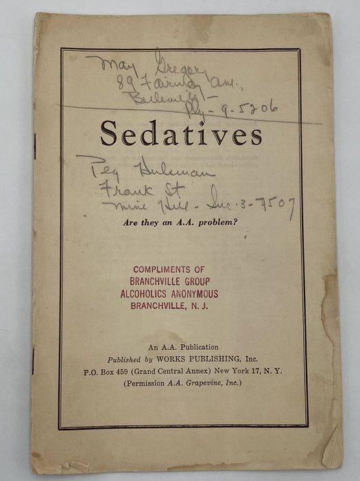 Sedatives: Are They an AA Problem? - 1948 AA Pamphlet Recovery Collectibles