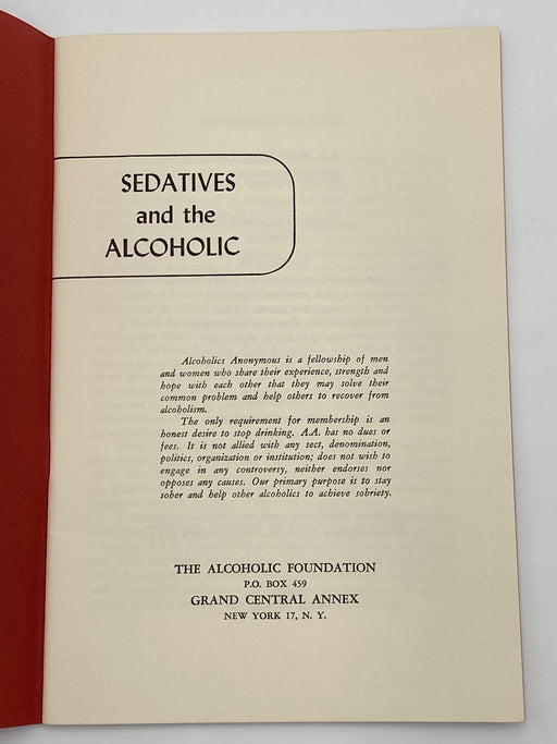 Sedatives and the Alcoholic - 1952 Recovery Collectibles