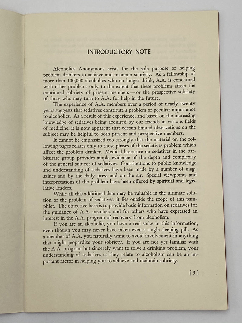 Sedatives and the Alcoholic - 1952 Recovery Collectibles