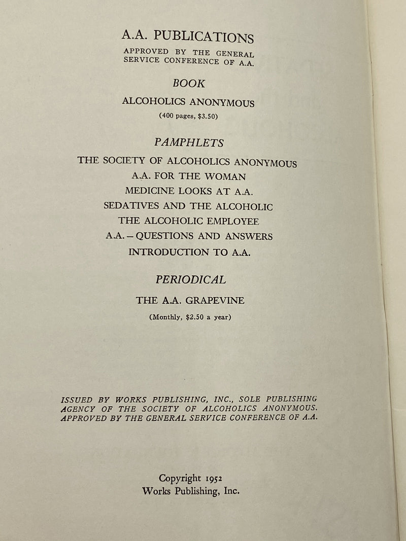 Sedatives and the Alcoholic - 1952 Recovery Collectibles