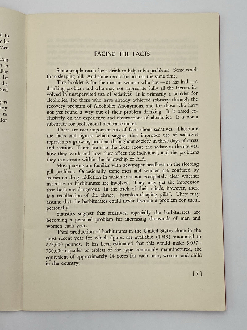 Sedatives and the Alcoholic - 1952 Recovery Collectibles