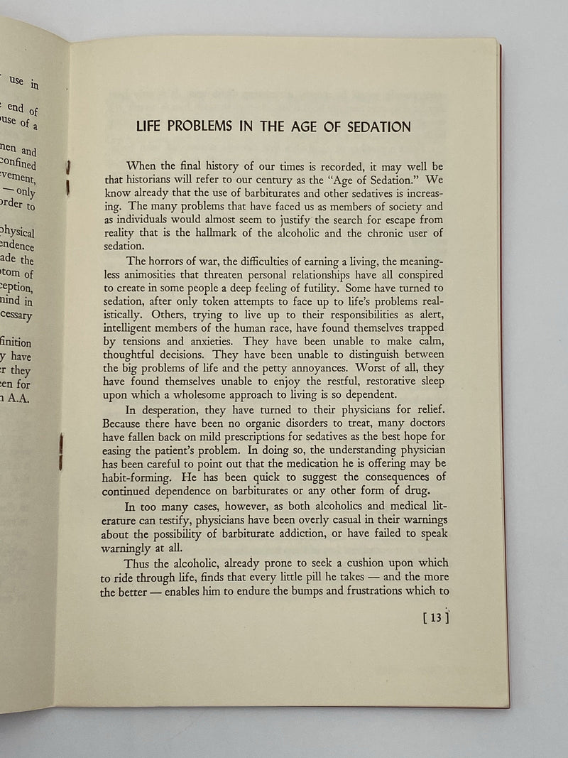 Sedatives and the Alcoholic - 1952 Recovery Collectibles