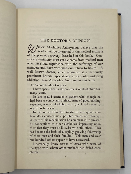 Signed by Bill Wilson - Alcoholics Anonymous First Edition 13th Printing Big Book Recovery Collectibles