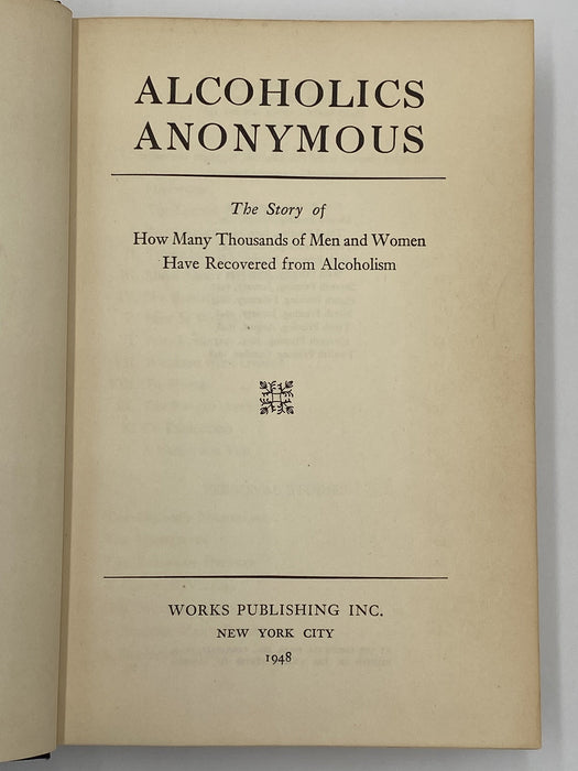 Signed by Bill Wilson - Alcoholics Anonymous First Edition Big Book 12th Printing Recovery Collectibles