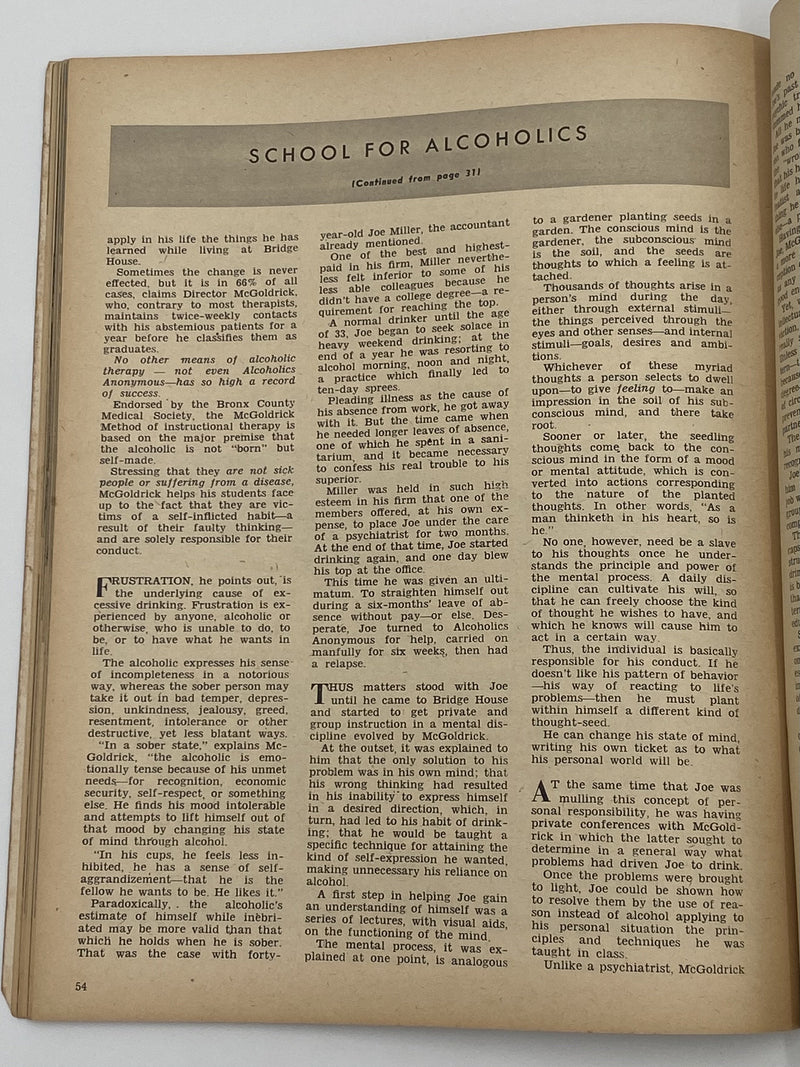 Sir Magazine - School for Alcoholics - September 1954 Recovery Collectibles