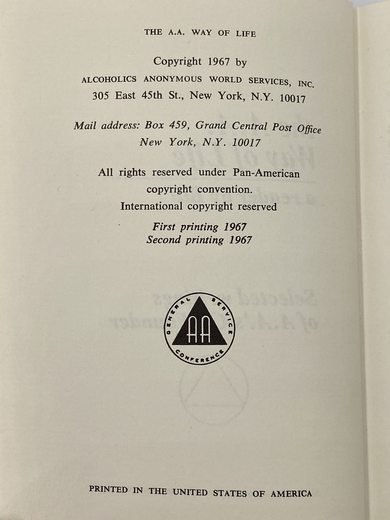 The AA Way of Life - 2nd Printing 1967 - ODJ Recovery Collectibles