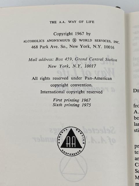 The AA Way of Life: As Bill Sees It - 6th Printing 1975 Recovery Collectibles