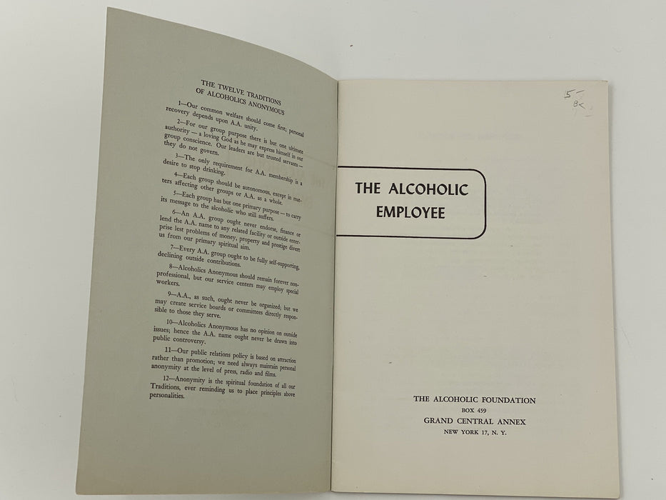 The Alcoholic Employee - Pamphlet - 3rd Printing 1953 Recovery Collectibles