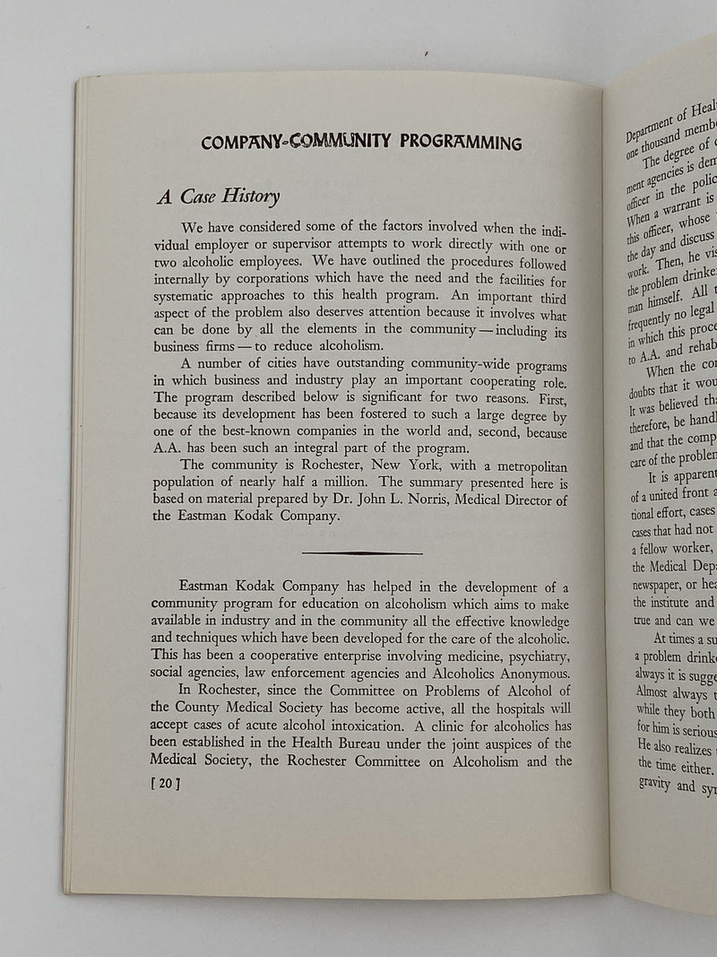The Alcoholic Employee - Pamphlet - 3rd Printing 1953 Recovery Collectibles