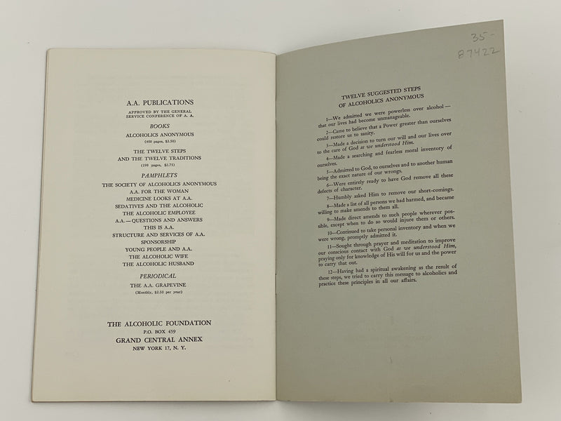 The Alcoholic Employee - Pamphlet - 3rd Printing 1953 Recovery Collectibles