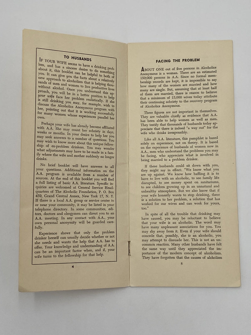 The Alcoholic Wife - January 1954 First Printing Pamphlet Paul Henke