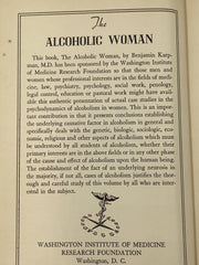 The Alcoholic Woman by Benjamin Karpman, M.D. Recovery Collectibles
