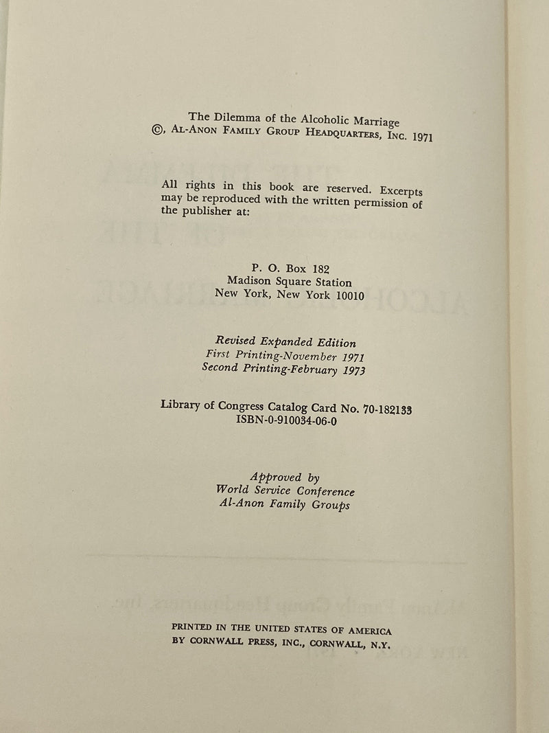 The Dilemma of The Alcoholic Marriage - 1973 Recovery Collectibles