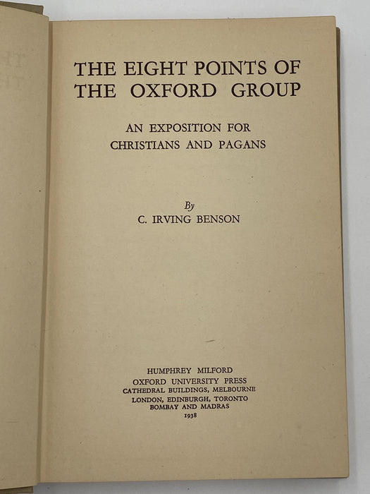 The Eight Points of the Oxford Group by C. Irving Benson - 1938 Recovery Collectibles