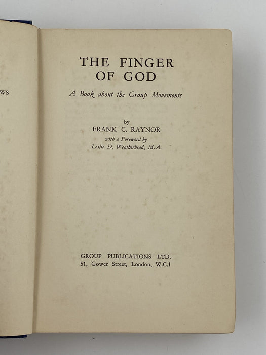 The Finger of God by Frank C. Raynor - First Printing 1934 Recovery Collectibles