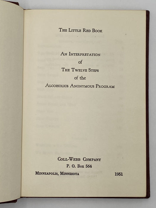 The Little Red Book: An Interpretation Of The Twelve Steps of the Alcoholics Anonymous Program - 1951 Dr. Sucher