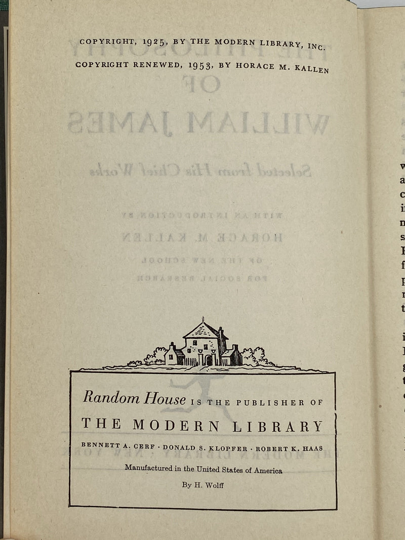 The Philosophy Of William James - 1953 Recovery Collectibles